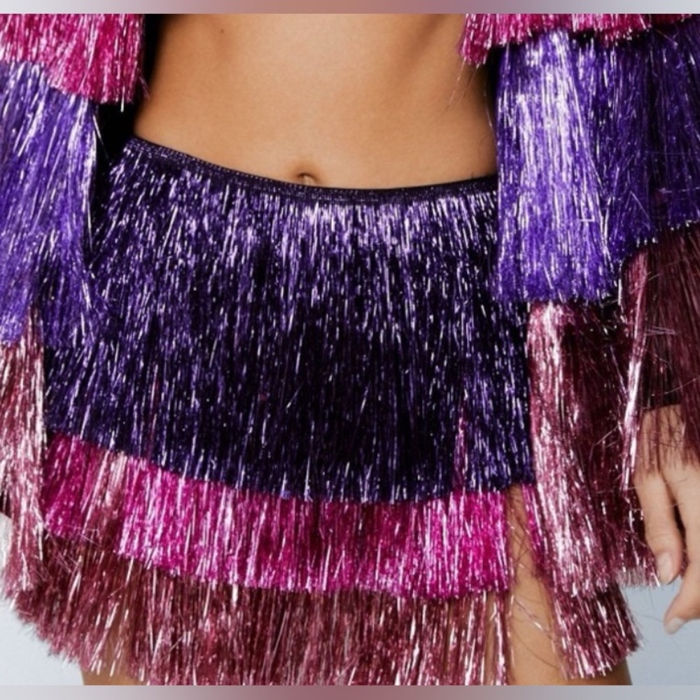 Nasty Gal Purple and Pink Fringe Skort